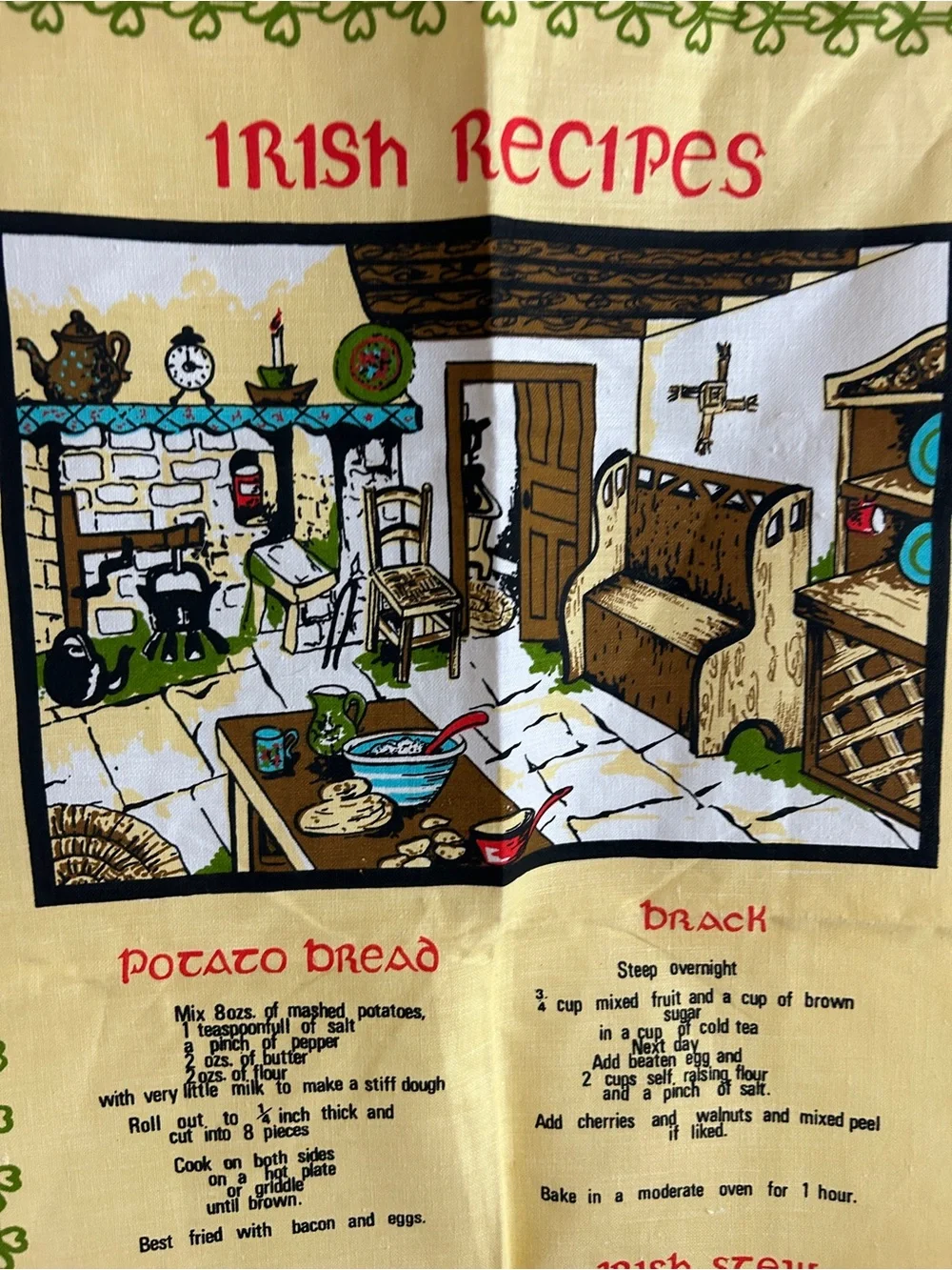 Irish Recipes Decorative Tea Towel - Yellow
